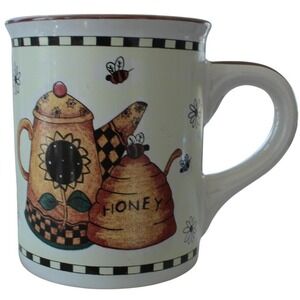 Nantucket Coffee Mug Bee Honey Pot Sunflower Design Ceramic